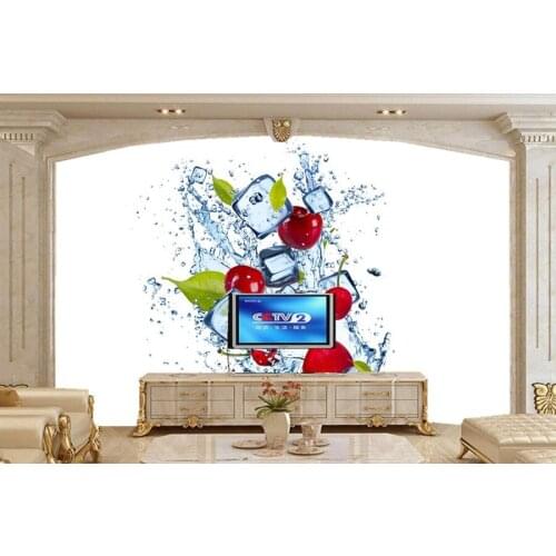 Custom 3D murals, Water Cherry Ice Spray Food wallpapers,living room sofa TV wall children bedroom wallpaper for walls 3 d