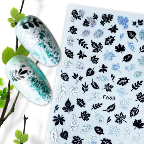 3D Nail Sticker Decals Clear Maple Leaf Grass Nail Art Decorations Stickers Sliders Manicure Accessories Nails Decoraciones