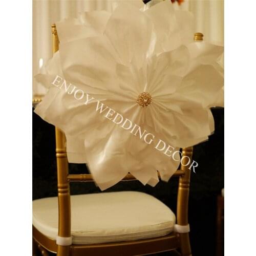 5pcs YHC#158 elegent taffeta handmade flower chiavari banquet wedding events chair back cover