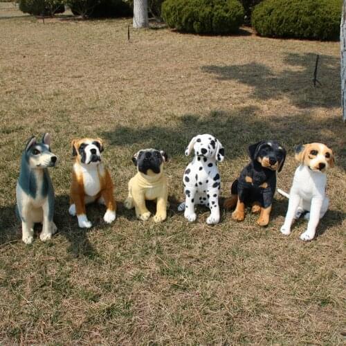 55cm 6 Styles Beagle Boxer Pug Dalmatians Wolfhound Simulation Squatting Dog Plush Toy Good Quality Lifelike Sitting Dog Dolls