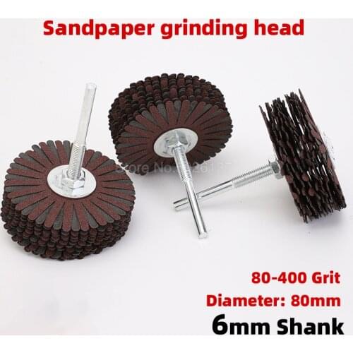 6mm Sanding Cloth Wood Furniture Polishing Wheel Sandpaper Disc Rotary Power Tool Woodworking Grinding Head Flap Wheels Buffing