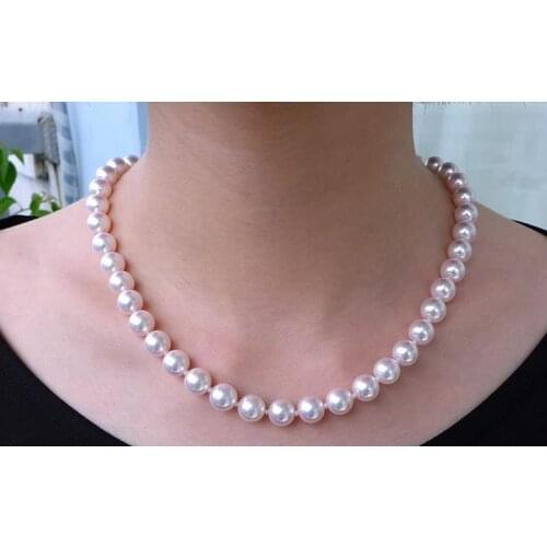 Free shipping gorgeous 10-11mm round white pearl necklace 18inch
