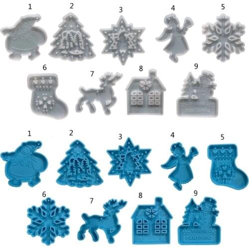 Christmas Tree Mold Santa Claus Mold Keychain Epoxy Resin Mold DIY Keychain Pendant Jewelry for Christmas Day Gift