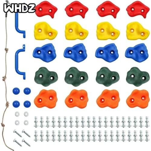 20pcs DIY Monkey Rock Climbing Holds for Kids with 8ft Knotted Climbing Rope-Kids Rock Climbing Holds Rock Wall Climbing Kit