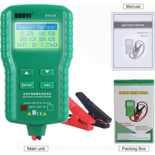 DUOYI DY219 12V Car Battery Tester Digital Automotive AH 2000CCA Voltage Battery Test Load Analyzer Diagnostic Tools Battery