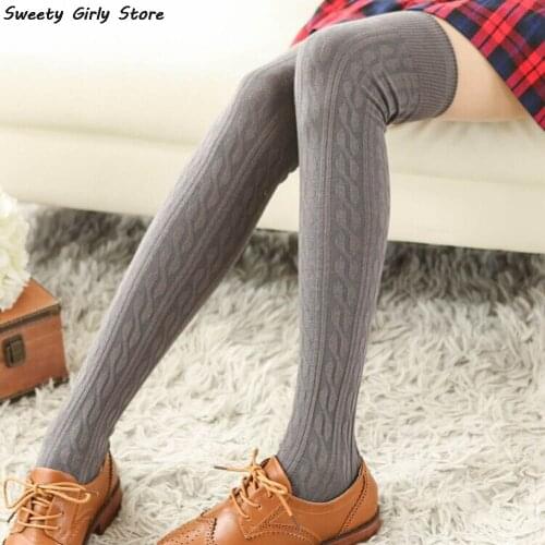 Women Winter Thigh-High Warm Stockings Knitted Cable Over Knee Socks Long Boot Girls Ladies Autumn Winter Stockings Knitwear
