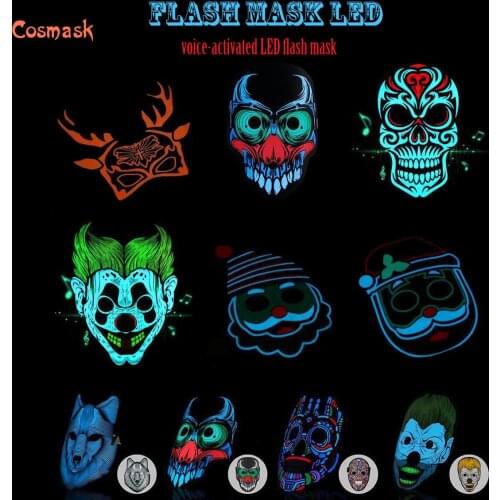 Cosmask Halloween LED EL Cold Light Voice Control Mask Bar KTV Masquerade Luminous Glowing Mask Party Cosplay Mask