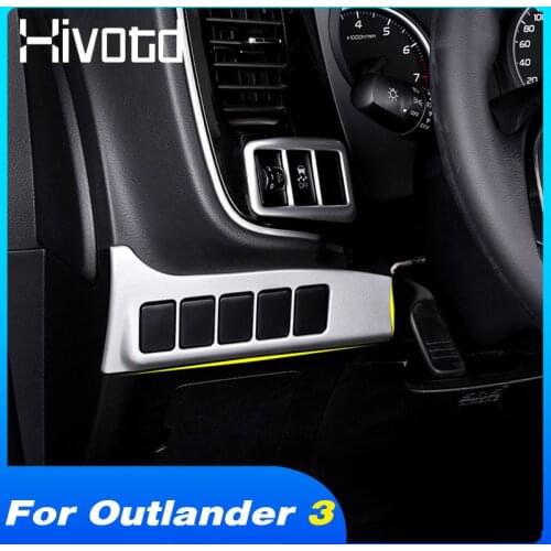 Hivotd Headlights Button Cover Trim Sticker Interior Styling Protection Car Accessories For Mitsubishi Outlander 3 2016-2021