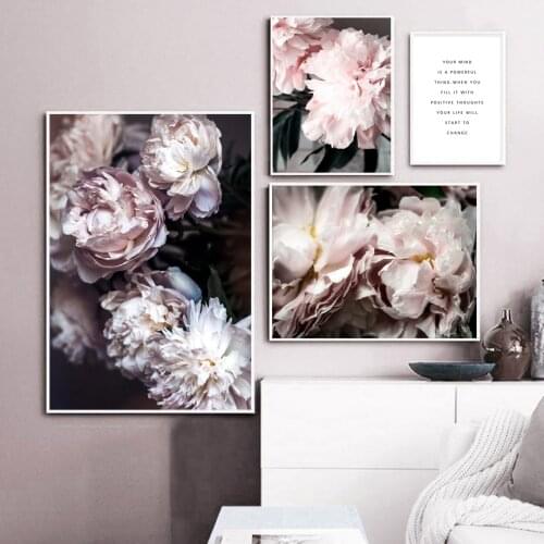 Bloom Peony Pink Flowers Petal Garden Wall Art Canvas Painting Nordic Posters And Prints Wall Pictures For Living Room Decor