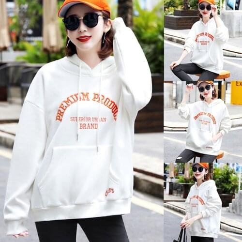 Kili Women Letter Printed Hoodies Womens Sweatshirts Long Sleeve Hooded Korean Style Ladies Pullover
