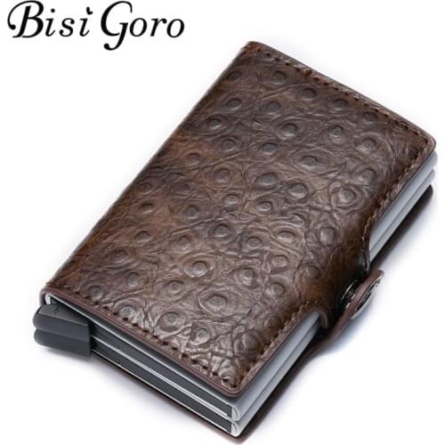 Bisi Goro 2019 RFID Credit Card Holder Aluminium Double Box Fashion Men And Women Metal Vintage Travel Card Wallet Dropshipping