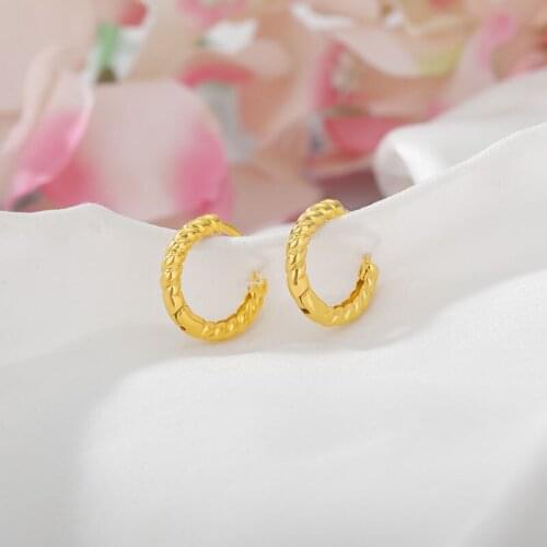 Cute Gold Round Hoop Earrings For Women Men Stainless Steel Female Male Ear Ring Fashion Wedding Engagement Earring Jewelry