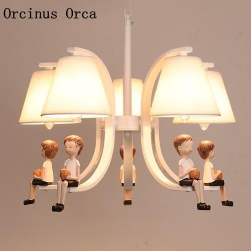 Cartoon creative doll resin chandelier Boy Girl Bedroom childrens room light simple eye protection led Chandelier