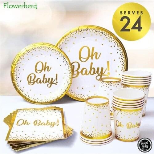169pieces Boys Girls Baby Disposable Tableware Set Thicken Party Supplies Birthday Party Decorations Paper Plates Baby Shower
