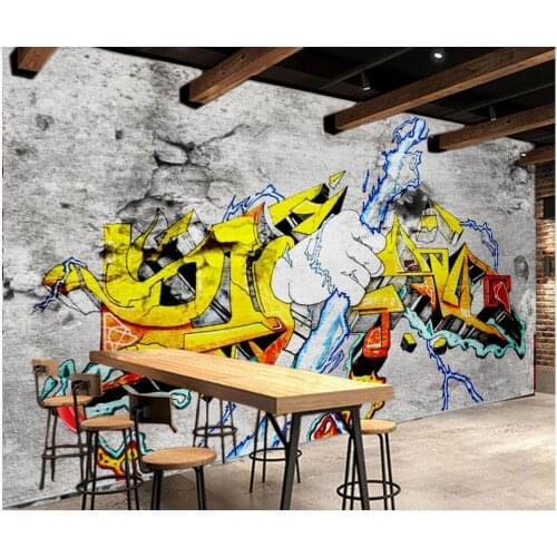 Custom photo mural 3d wallpaper Retro nostalgic graffiti bar dining living room home decor wallpaper for walls 3 d