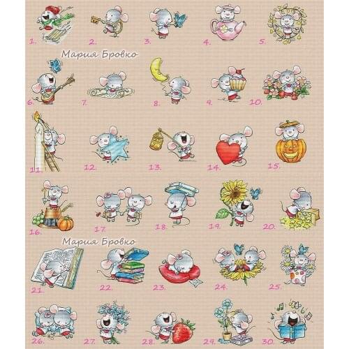 Cute little mouse cross stitch package flower aida 18ct 14ct 11ct black cloth people kit embroidery DIY handmade needlework