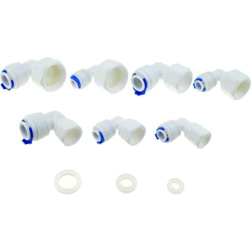 RO Water Fitting Elbow 1/4" 3/8" OD Hose 1/4" 1/2" 1/8" BSP Female Thread Plastic Pipe Quick Osmose Reversa Aquario Connector