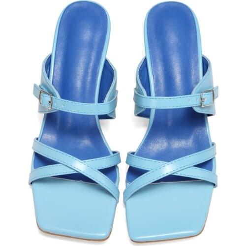 Shoes Slippers Casual Med Slipers Women Square heel Slides Luxury 2020 Block Soft Summer Hoof Heels Rome Basic Fashion Rubber 42