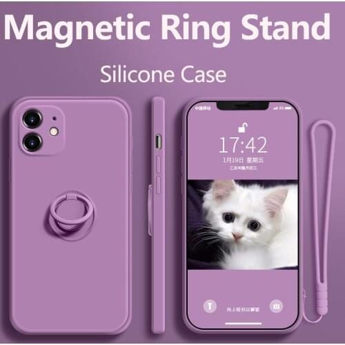 New For iPhone 12 Case Silicone With Ring Holder Phone Cover for iPhone 12 11 Pro Max XR X XS Max 6 7 8 Plus SE 2020 Case Cover