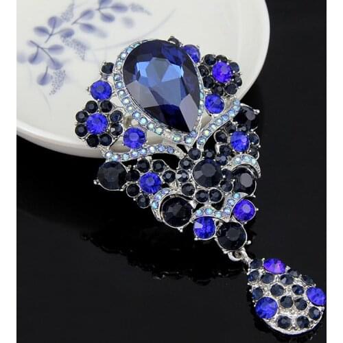 Rhinestone Silver-color Water Drop Brooches for Women Brooch Pins Jewelry Wedding Decoration