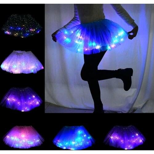 Girl LED Mini Skirt Glow LED Skirt Glow Colorful Light Tutu Luminous Party Costume Ball Wedding Birthday Gift Ballet Dancewear
