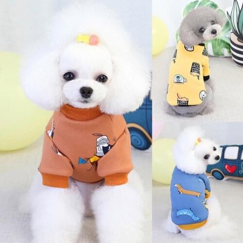 Dog Hoodies Sweatshirt Pet Cartoon Print Sweatshirt Teddy Thickened Two-legged Dog Warm Clothes Apparel Dog Supplies 2021