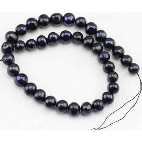 Unique Pearls jewellery Store,11-12mmBlack Color Potato Round Freshwater Pearl Loose Beads,15inchs One Full Strand
