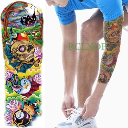 Waterproof Temporary Tattoo Sticker skull cute bird Rose full arm fake tatto dream flash tatoo sleeve large size for men women