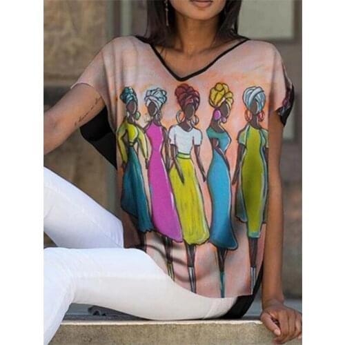 Summer Abstract Lips Face Printing V Neck Short Sleeved Top Womens Casual Loose Fashion Large Size T Shirt Harajuku Tshirts