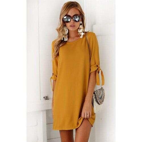 Women Summer Mini Dress Solid Color Casual Loose Sexy Evening Party Mini Dress Long Sleeve Club Wear Dress 6 Color available