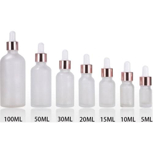 10pcs/lot Rose-Golden Refillable Dropper Bottle Frosted essential oil Glass Aromatherapy Liquid 5-100ml Drop for Pipette Bottles
