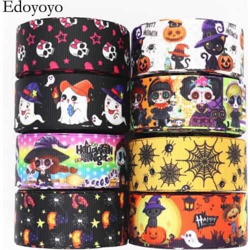10 Yards 1'' 25MM Halloween Printed Grosgrain Ribbons For Hair Bows DIY Handmade Materials Y2020071002