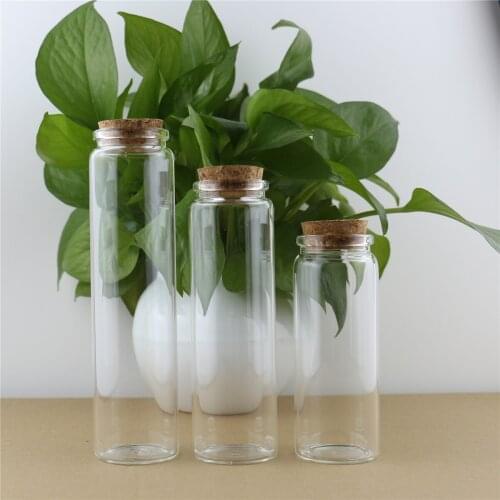 12pcs/lot 47mm 150ml 200ml 240ml Cork Crafts Glass Botttle Sub Jars Kitchen Storage Container Bottles In vitro Glass Jars