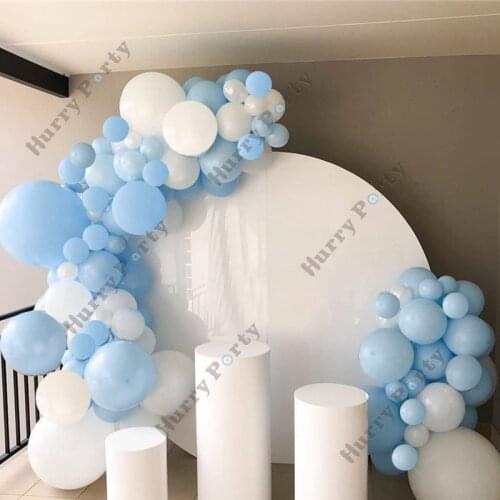 120Pcs Baby Shower Boy Birthday Balloon Garland Arch Kit Macaron White Blue Latex Ballon Set Wedding Party Decoration Supplies