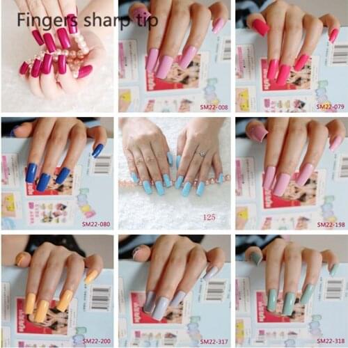 20pcs/set new Super Long Fasle Nail Tips Candy Flat Fake Nails Full Wrap for Simple Lady 11 paragraph choose