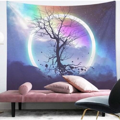 2021 Nordic Style Tapestry Bright Life Tree Wall Tapestry Sun Moon Carpet Wall Décor HD Digital Printing Witchcraft Room Decor