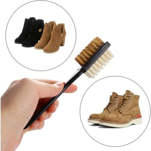 2-Sided Cleaning Brush Rubber Eraser Set Fit for Suede Leather Nubuck Shoes Steel Plastic Rubber Boot Cleaner Stain Dust