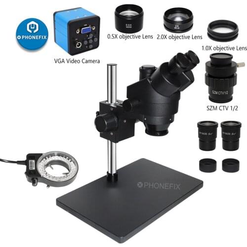 3.5x-90x Big Table Zoom Industrial Trinocular Stereo Microscope VGA/38MP HDMI Digital Video USB Camera Phone Soldering Tools