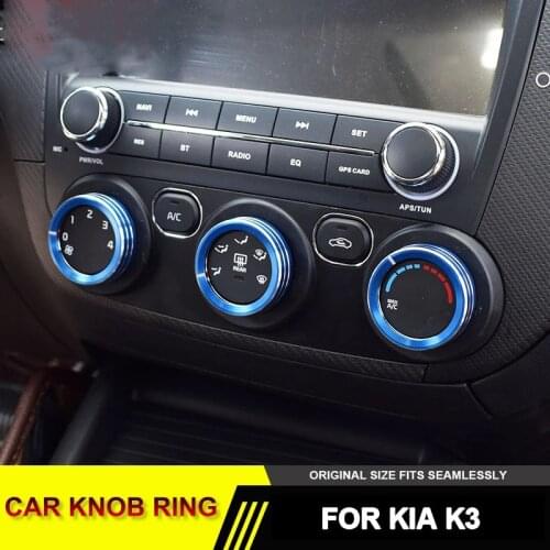3pcs/set Car AC Knob Ring Cover Air Conditioning Switch Buttons Decorative Cover Car Accessories Replace for KIA K3 2015-2018