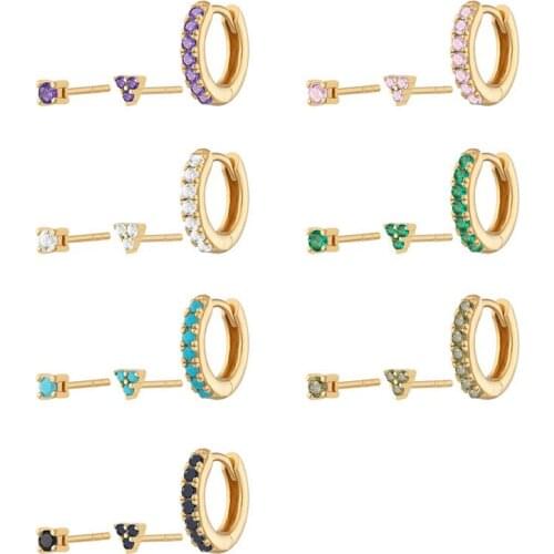 3Pcs Sets Crystal Earrings for Women Huggie Ear Piercing Hoop Earrings Fashion Jewelry Accessories Girls Gifts M25