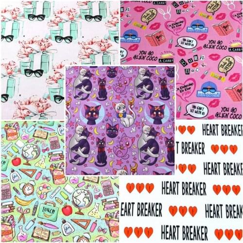 45*145cm Plain Weave Cotton Cartoon Printed Fabric Sewing Material Quilting Patchwork Needlework DIY Handmade Cloth Dress Bag