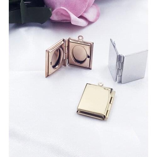 5pcs/Lot Book Shaped Photo Frame Locket Pendant Stainless Steel DIY Locket Can Open for Necklace Jewelry Finding