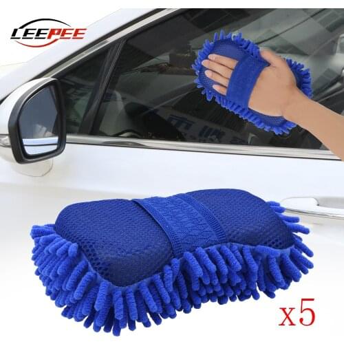 LEEPEE Car Accessories Soft Washer Cleaning Glove Foam Washing Tools Brush Daily Use Household Motorcycle Auto Universal 5PCS