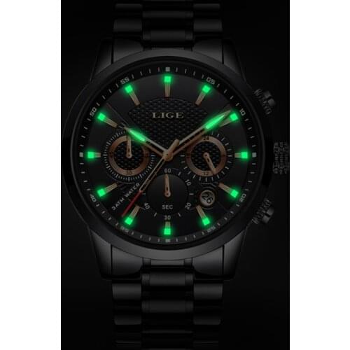 Mens Watches Top Brand Luxury LIGE Waterproof Military Sport Watch Stainless Steel Multi-function Quartz Clock Relogio Masculino