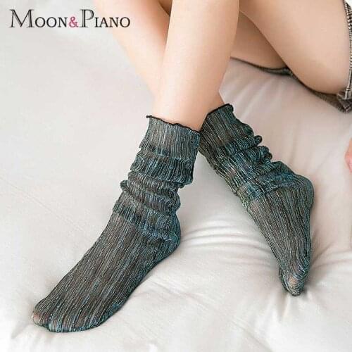 Hot Sexy Mesh Fishnet Pile Heap Socks Four Seasons Wild Fashion Transparent women Nylon socks Summer Short Female Fishnet Sock