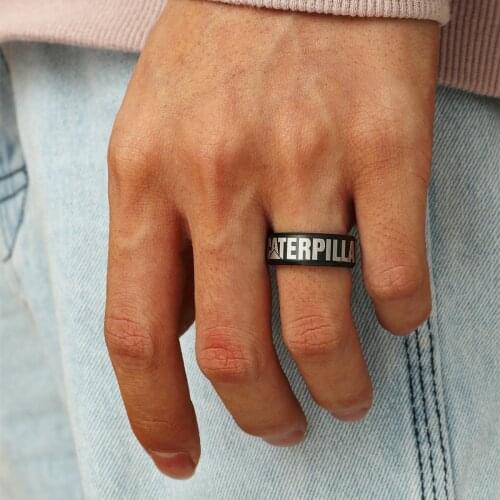 MOREDEAR 8mm Fashion Design Letter GATERPILLAR Ring For Men And Women