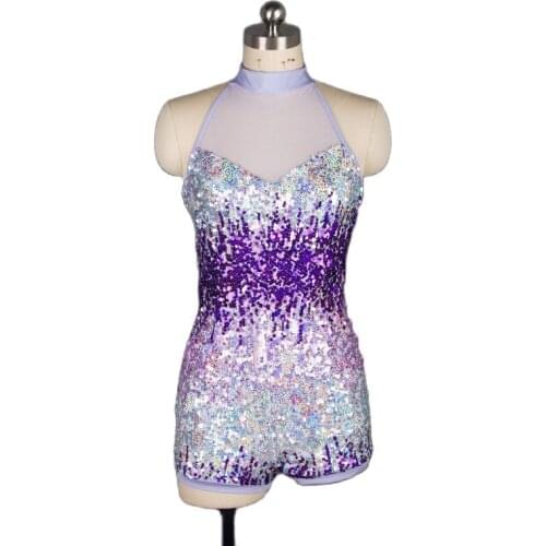 TINY DANCE Multi Color Halter Neck Design Sequin Unitard for Child and Adult Jazz & Tap Dancing Stage Performance Costumes 18570