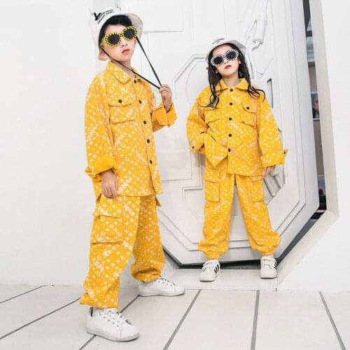 Jazz Dance Costume Hip Hop Children For Girls/Boys Performance Show Clothes Tops Pants Street Dancing Costumes Clothing DWY4302