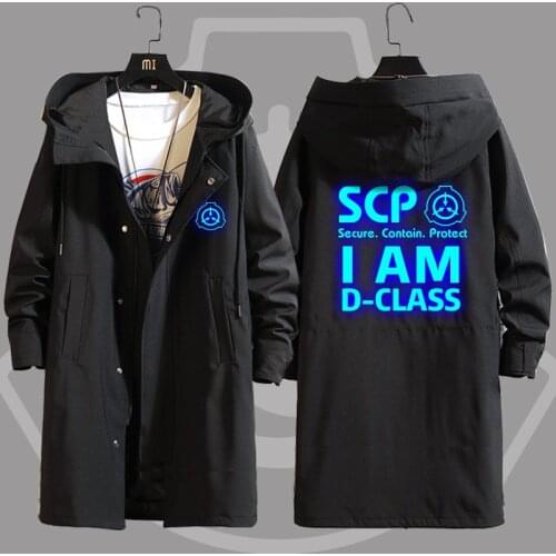 SCP Secure Contain Protect Cosplay Costumes Luminous Sweatshirts Jacket Top Trench Women Men Long Hoodies Coat