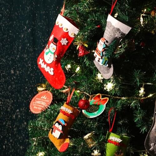 Creative Christmas Ornaments Felt Santa Claus Sock Gifts Kids Candy Bag Snowman Deer Pocket Xmas Decoration for Christmas Tree
